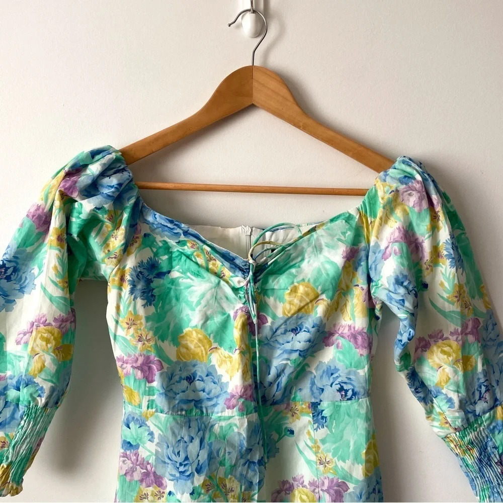 Zara Floral Poplin Sweetheart Mini Dress Blogger Fav Size Small - Picture 8 of 11